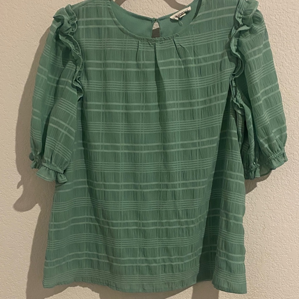 Green Ruffled Women's Blouse